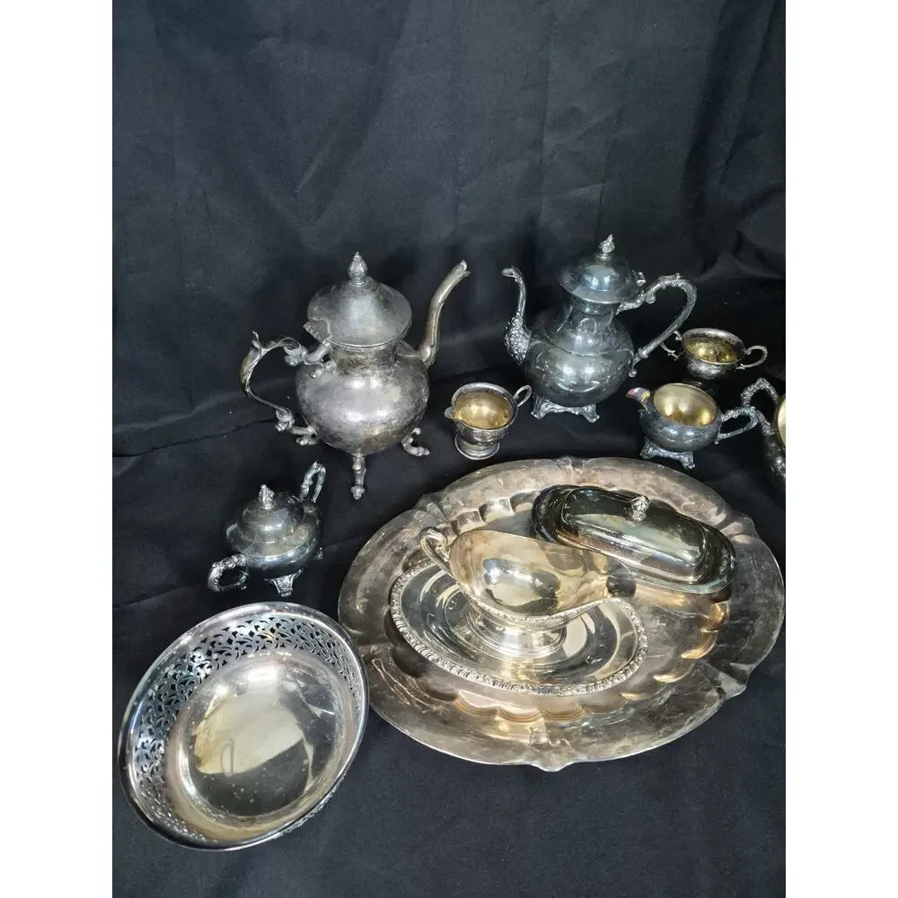 Vtg Silverplated WM Rogers Henley Service Set Tea Sugar Cream Butter Gravy Candy